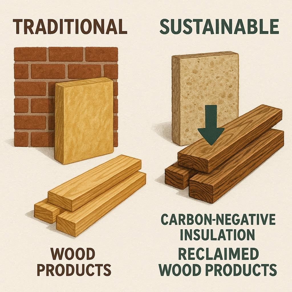 Sustainable building material innovations featuring carbon-negative insulation and reclaimed materials