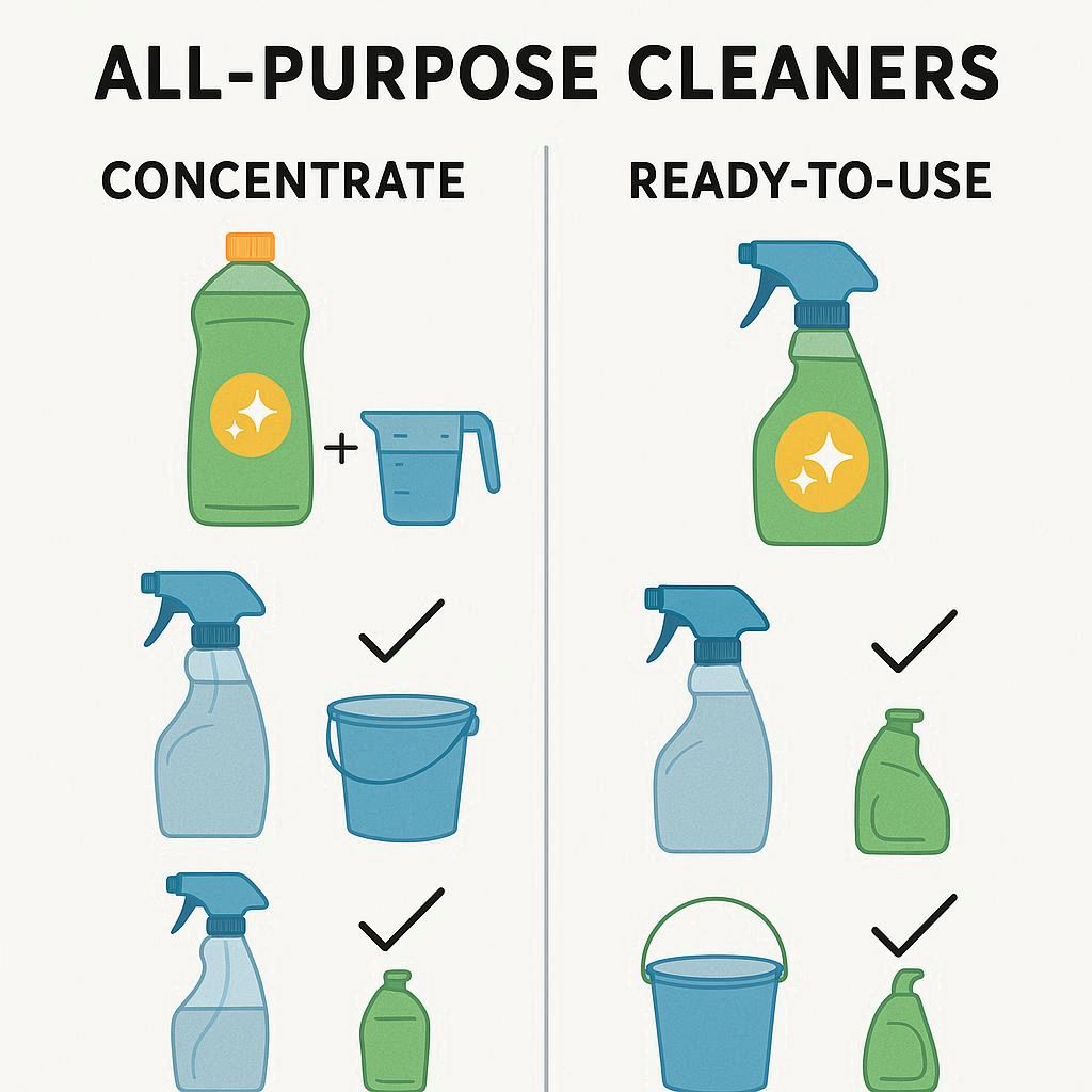 All-purpose cleaner comparison featuring eco-friendly and traditional formulas
