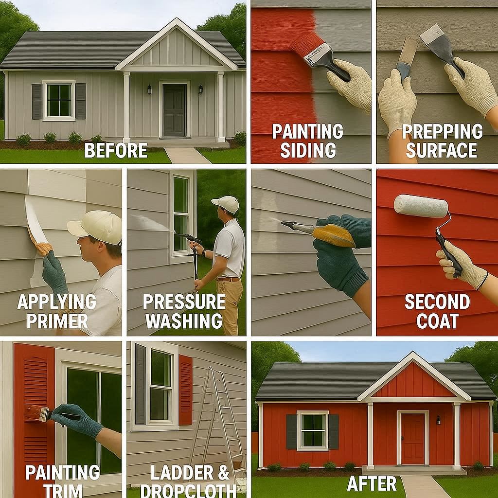 exterior house painting preparation, DIY exterior painting techniques, budget-friendly house painting tips, best paint for exterior home, exterior paint prep and application, hands-on home painting guide