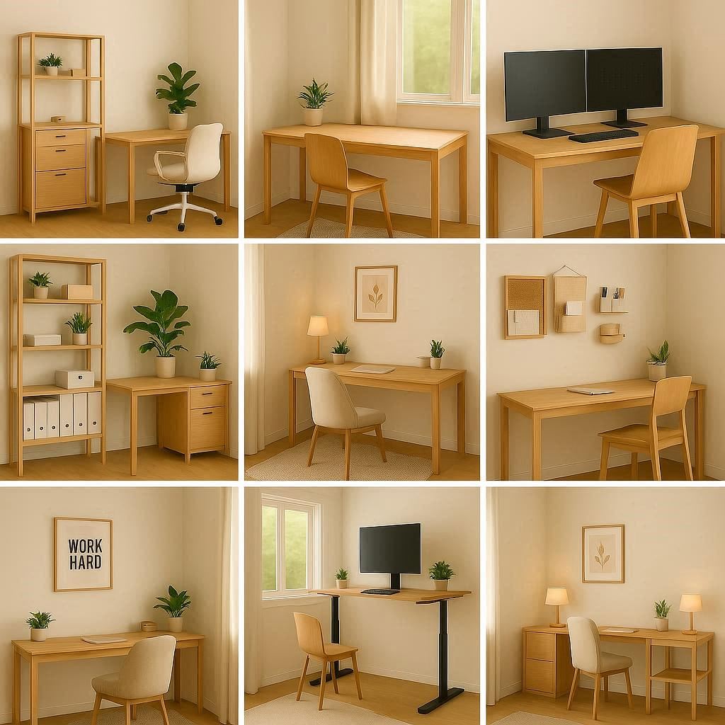 home office design solutions, productive home office ideas, ergonomic home office setup, comfortable work from home office, budget-friendly home office design, modern home office inspiration, small home office layout ideas
