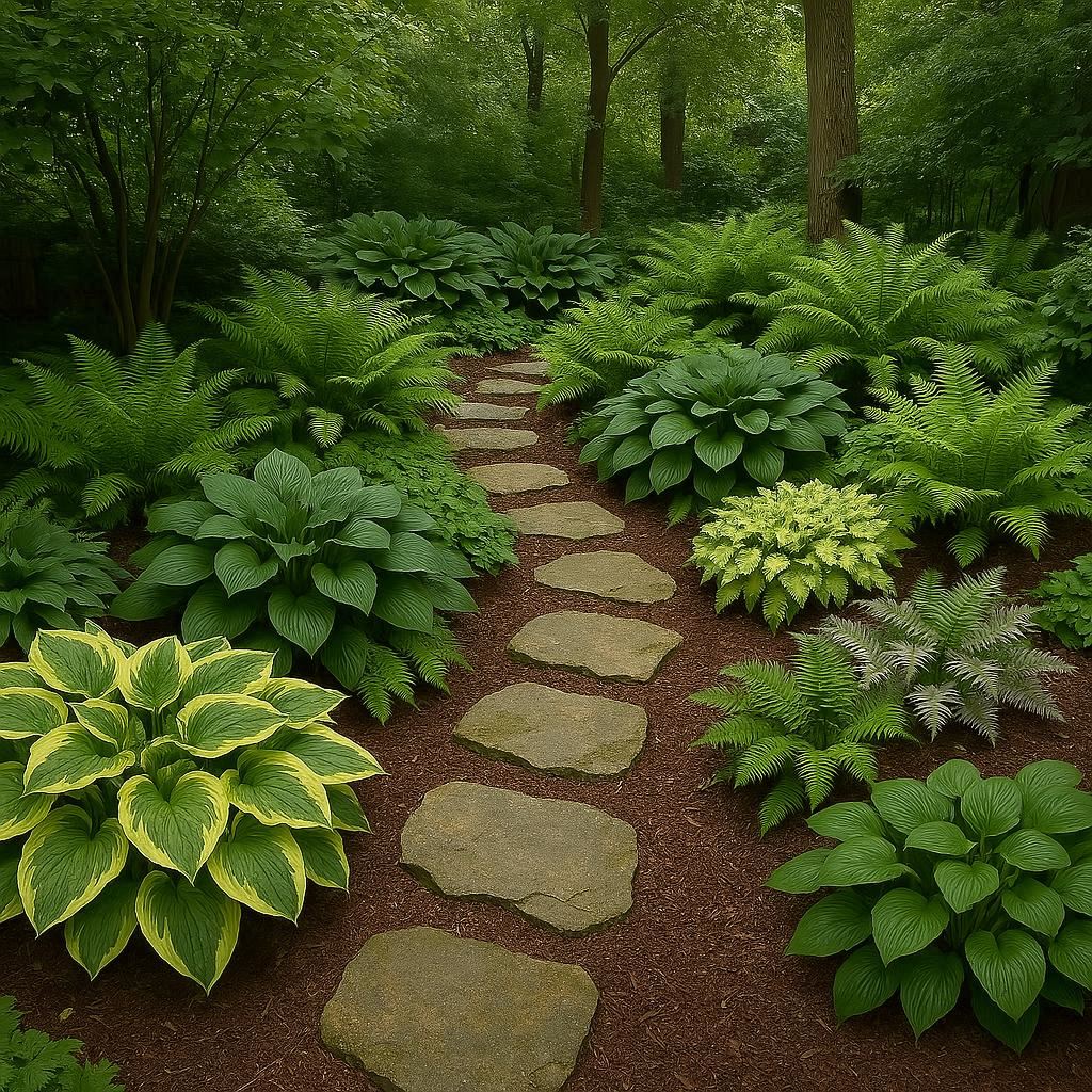 low maintenance shade garden ideas, shade-tolerant plants for backyard, easy-care shade garden plants, affordable shade garden design, best plants for shade garden, woodland-inspired shade garden, container shade gardening ideas