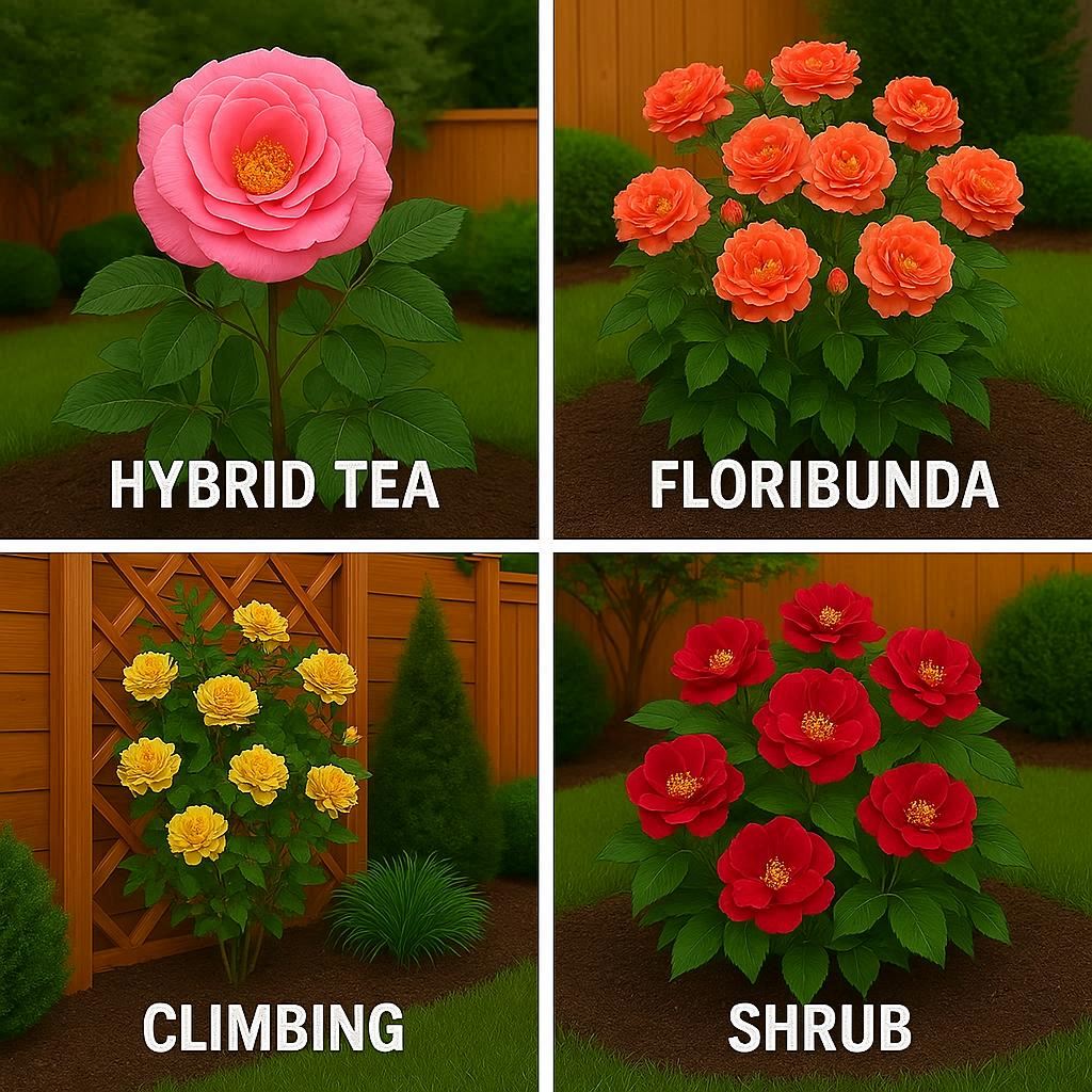 different types of roses and their care, rose identification guide, how to care for roses, beginner rose gardening tips, affordable rose gardening ideas, hybrid tea floribunda climbing roses guide, seasonal rose care tips